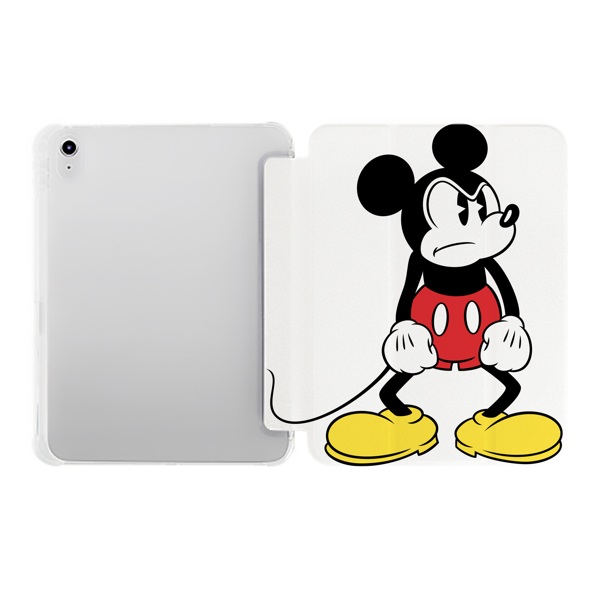 （画像用） ミッキーマウス Mickey Mouse IPad ケース ペン収納付き 三つ折りスタンド PUレザー×シリコン 対応機種9.5/10.5/10.9インチ